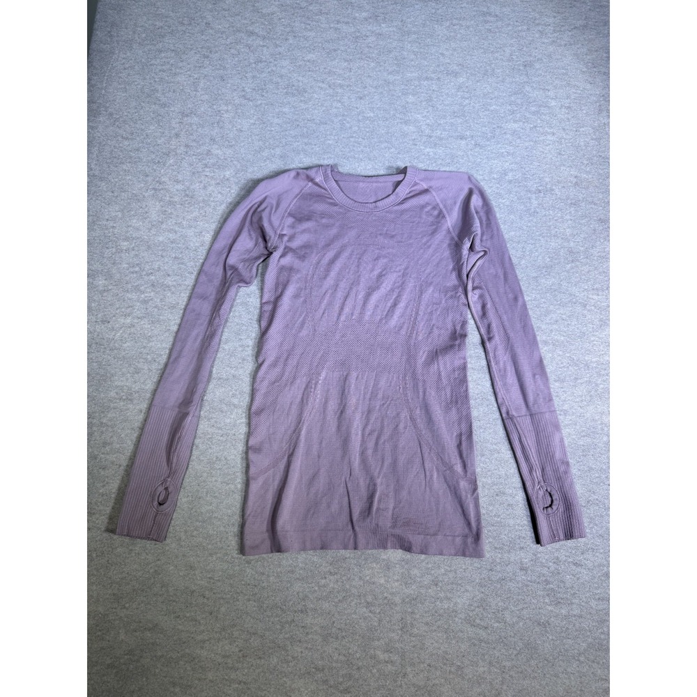 Lululemon Swiftly Speed Shirt Womens 6 Lavender Seamless Quick Dry Thumbhole